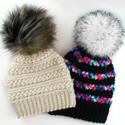 MADISON Beanie Crochet Pattern | Faux Fur Pom Pom Hat | PDF (Toddler–Adult) - Hakel Liebe