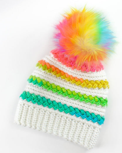 MADISON Beanie Crochet Pattern | Faux Fur Pom Pom Hat | PDF (Toddler–Adult) - Hakel Liebe