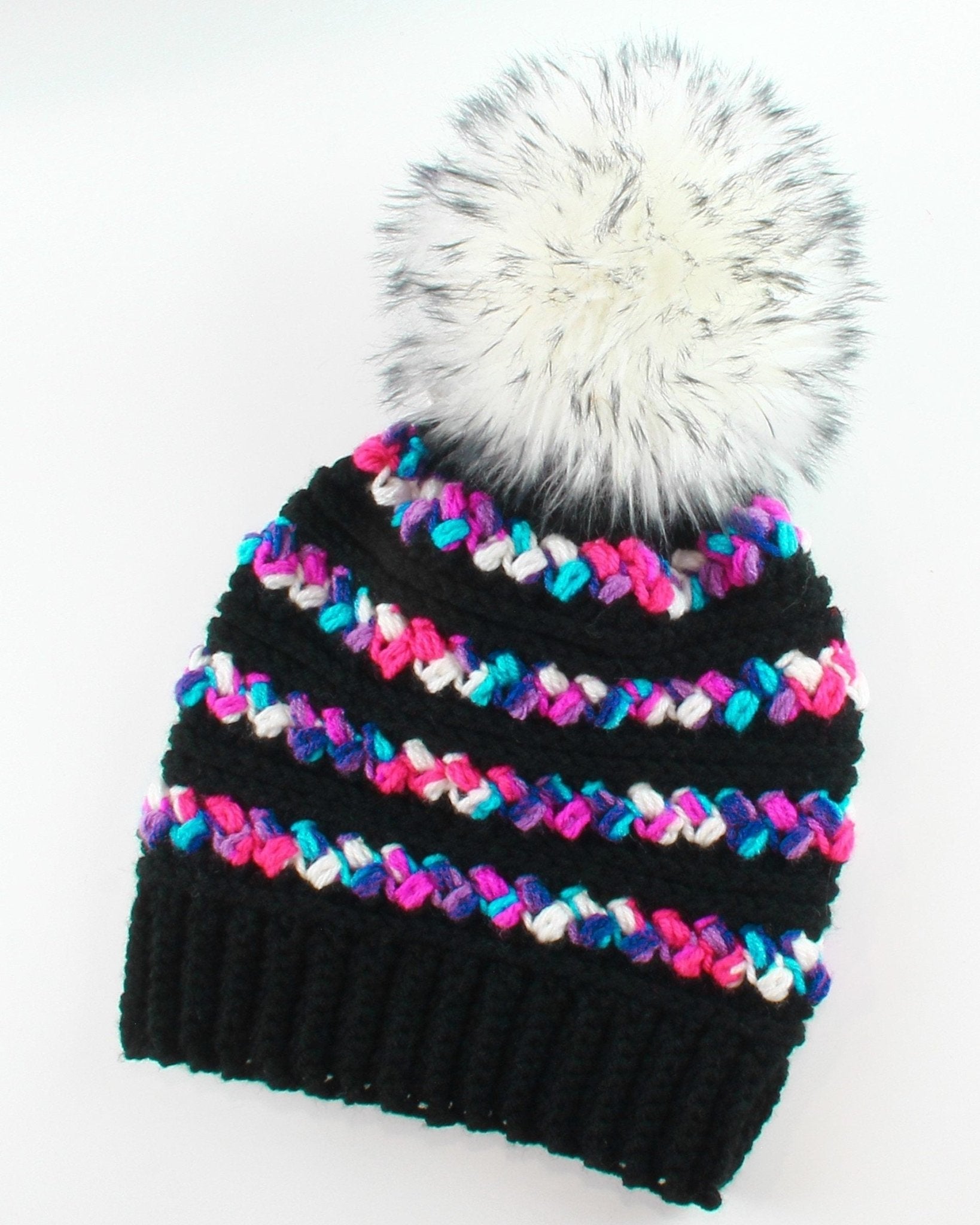 MADISON Beanie Crochet Pattern | Faux Fur Pom Pom Hat | PDF (Toddler–Adult) - Hakel Liebe