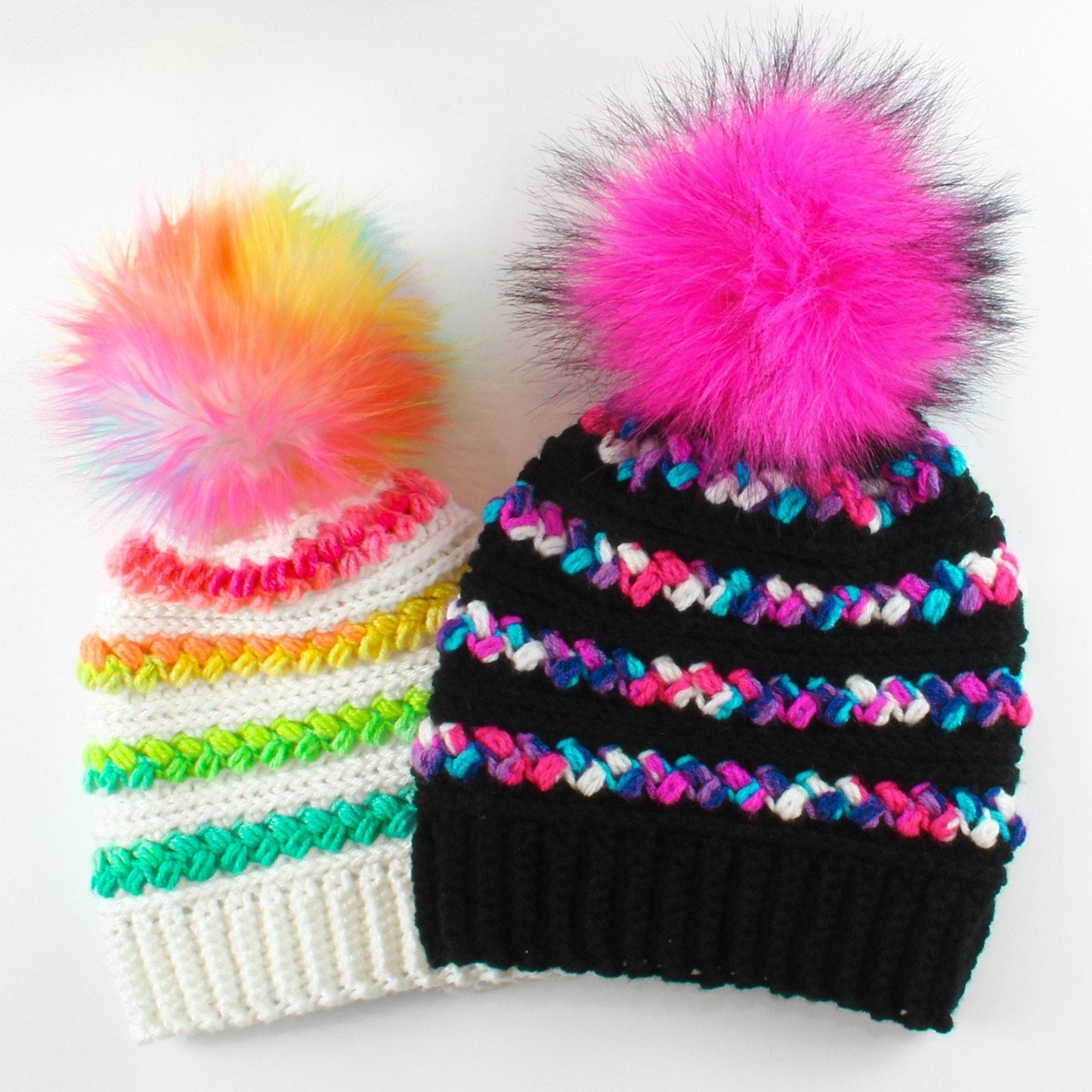MADISON Beanie Crochet Pattern | Faux Fur Pom Pom Hat | PDF (Toddler–Adult) - Hakel Liebe