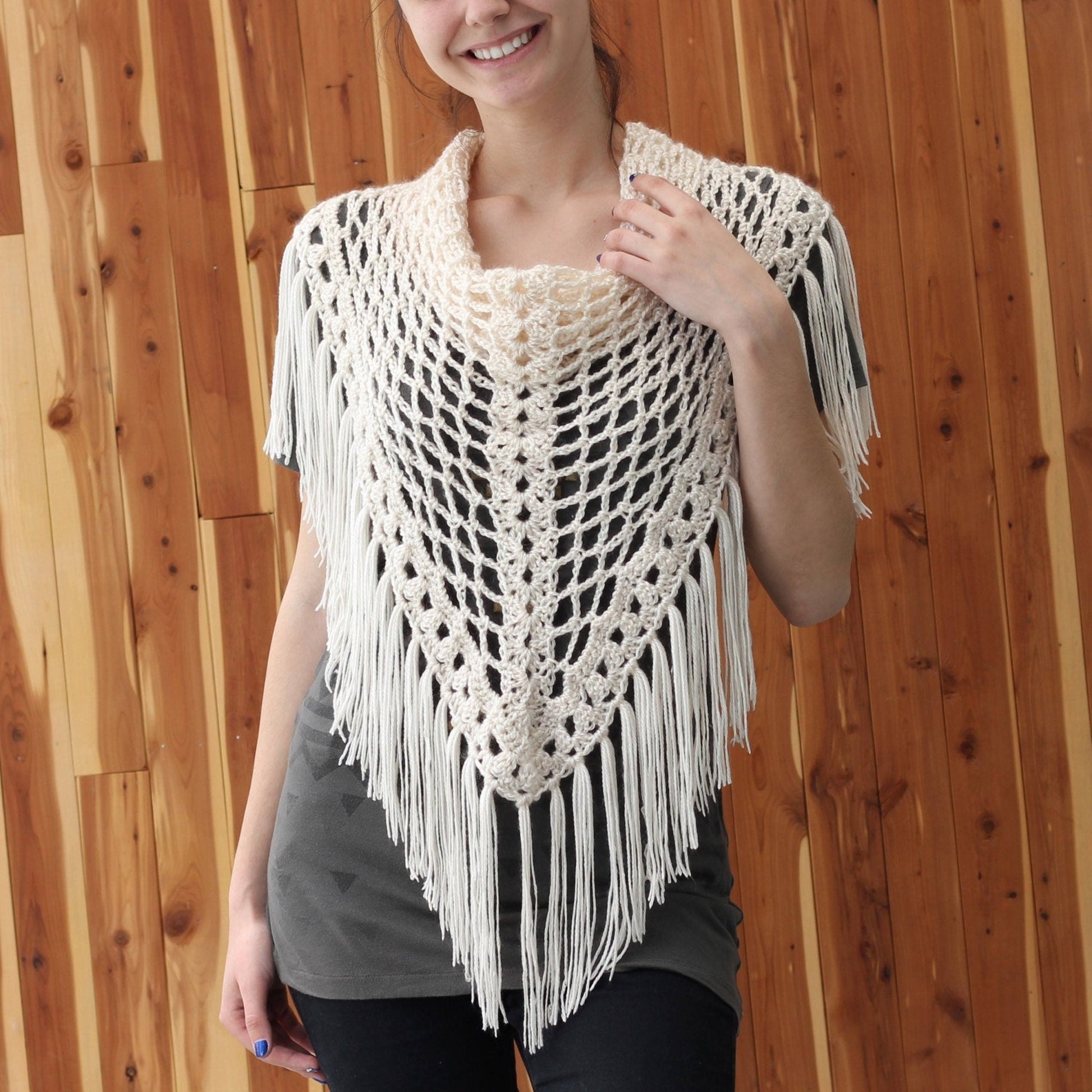 MEDA Triangle Shawl Crochet Pattern | Boho Fringe Wrap, 2 Stitches Only | PDF - Hakel Liebe
