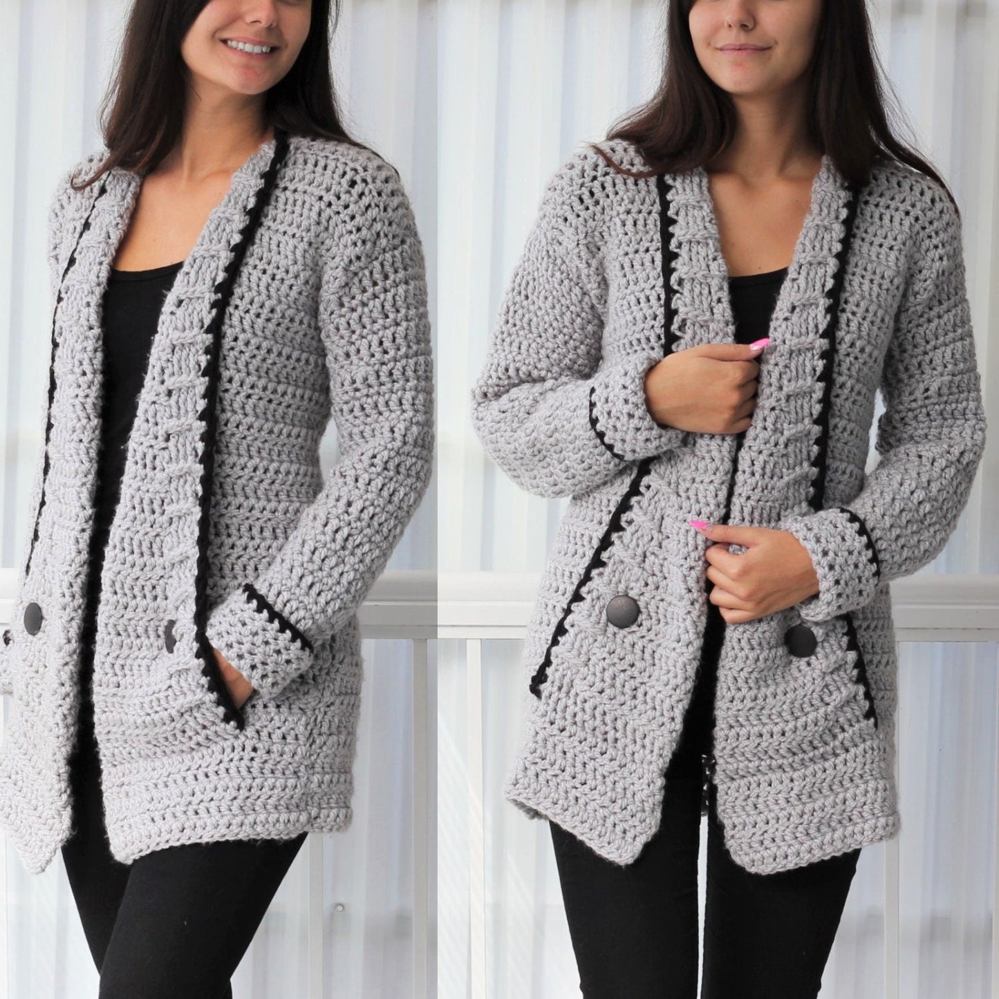 MIA Cardigan Crochet Pattern | Clean-Line Family Cardigan 7Y–3XL | PDF - Hakel Liebe