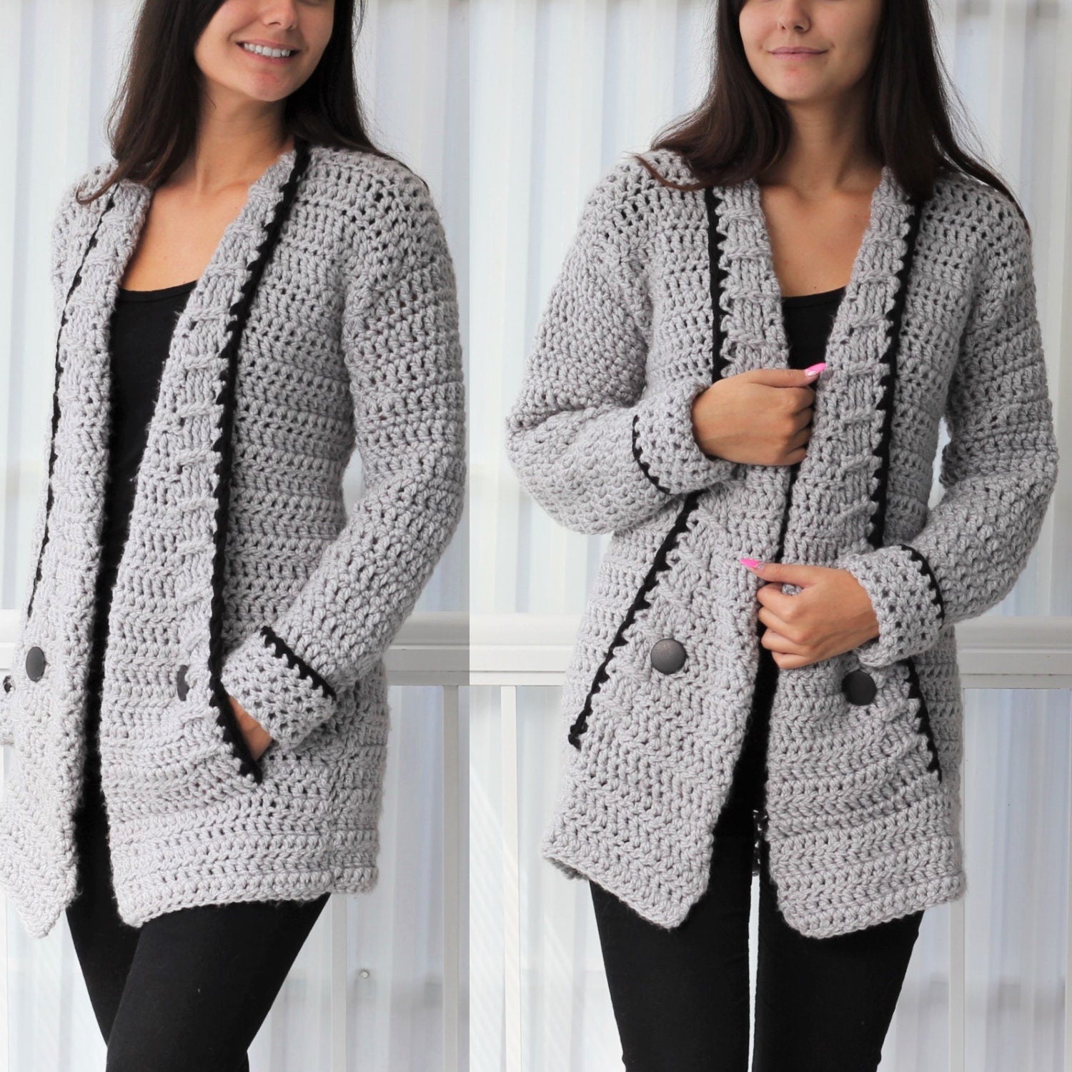 MIA Cardigan Crochet Pattern | Clean-Line Family Cardigan 7Y–3XL | PDF - Hakel Liebe