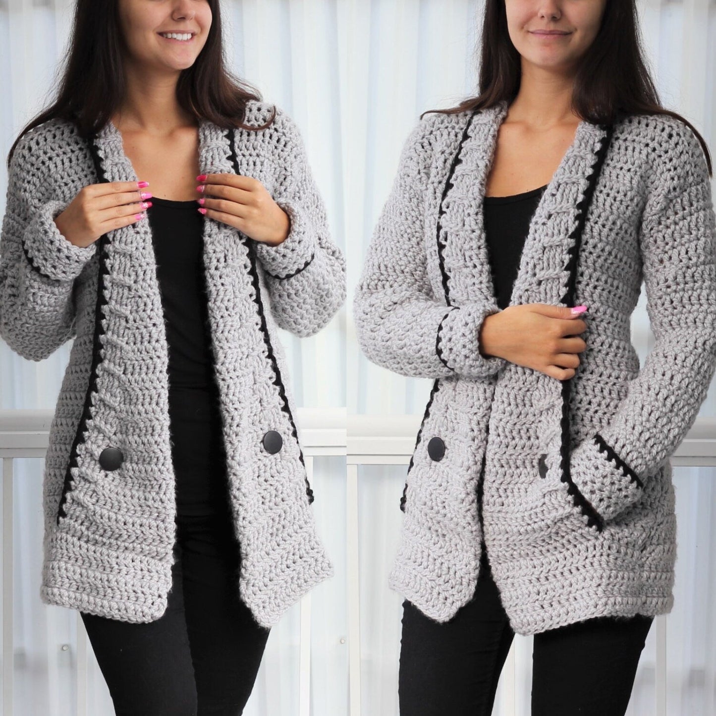 MIA Cardigan Crochet Pattern | Clean-Line Family Cardigan 7Y–3XL | PDF - Hakel Liebe