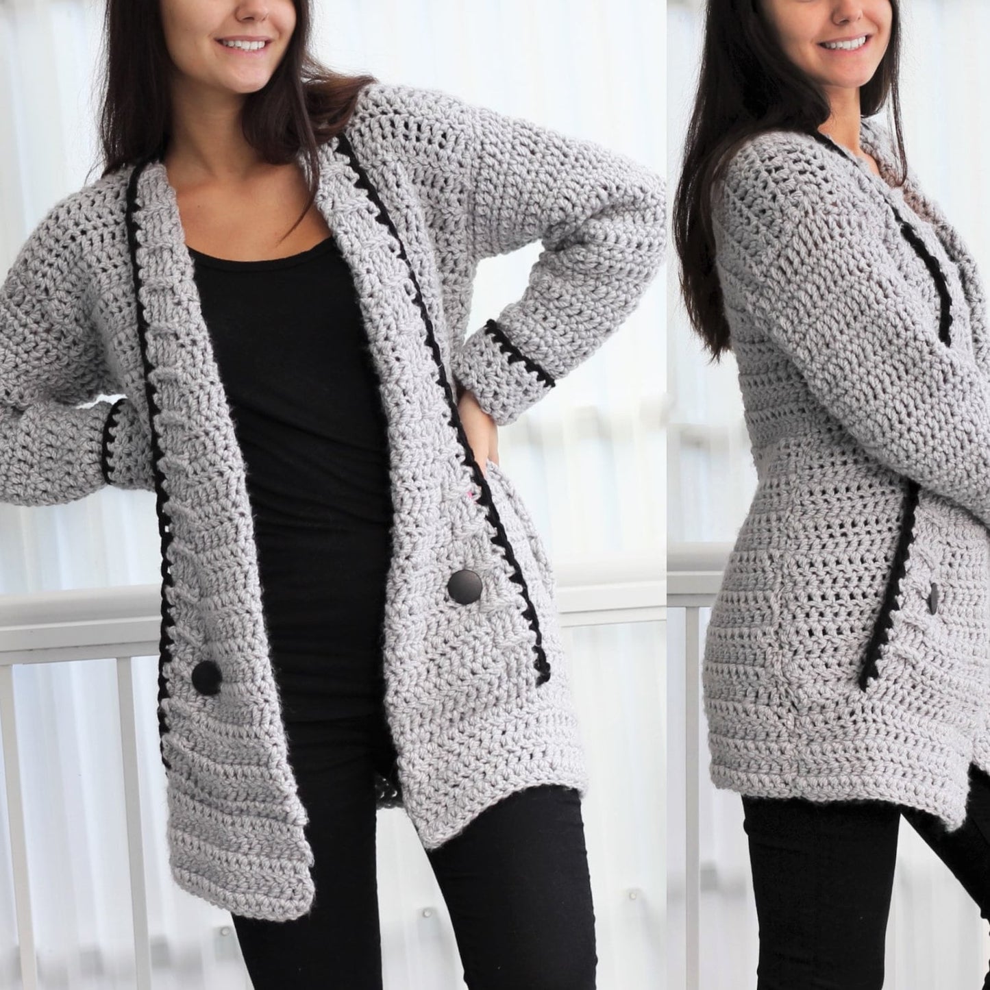 MIA Cardigan Crochet Pattern | Clean-Line Family Cardigan 7Y–3XL | PDF - Hakel Liebe