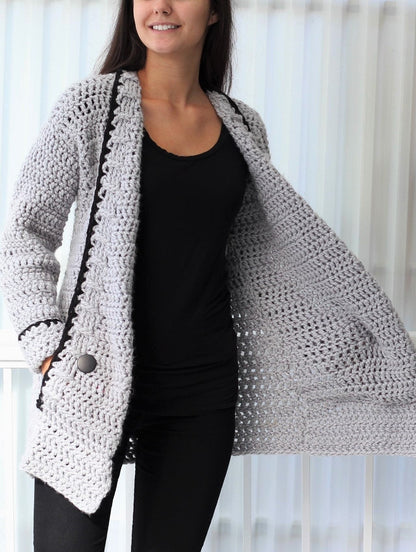 MIA Cardigan Crochet Pattern | Clean-Line Family Cardigan 7Y–3XL | PDF - Hakel Liebe