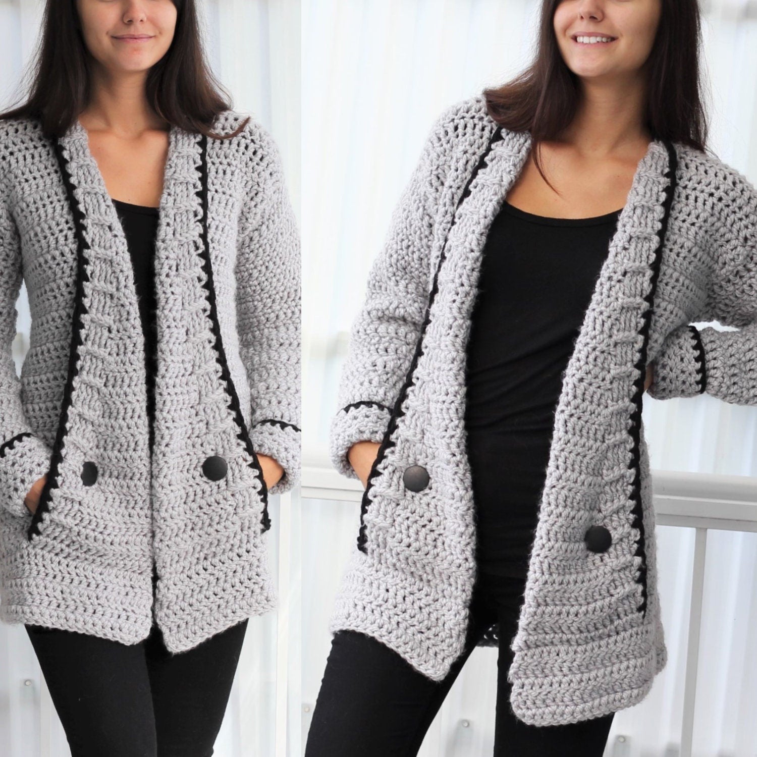 MIA Cardigan Crochet Pattern | Clean-Line Family Cardigan 7Y–3XL | PDF - Hakel Liebe