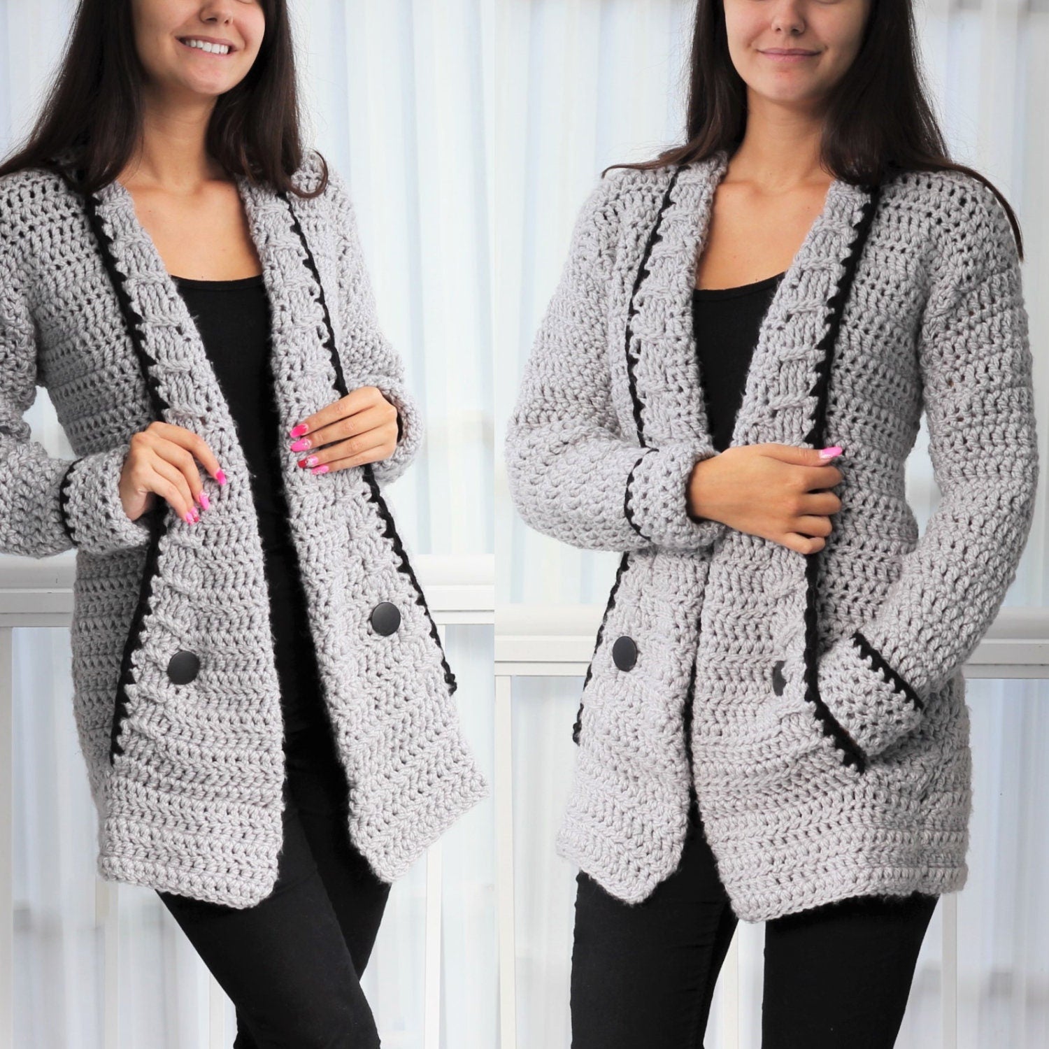 MIA Cardigan Crochet Pattern | Clean-Line Family Cardigan 7Y–3XL | PDF - Hakel Liebe
