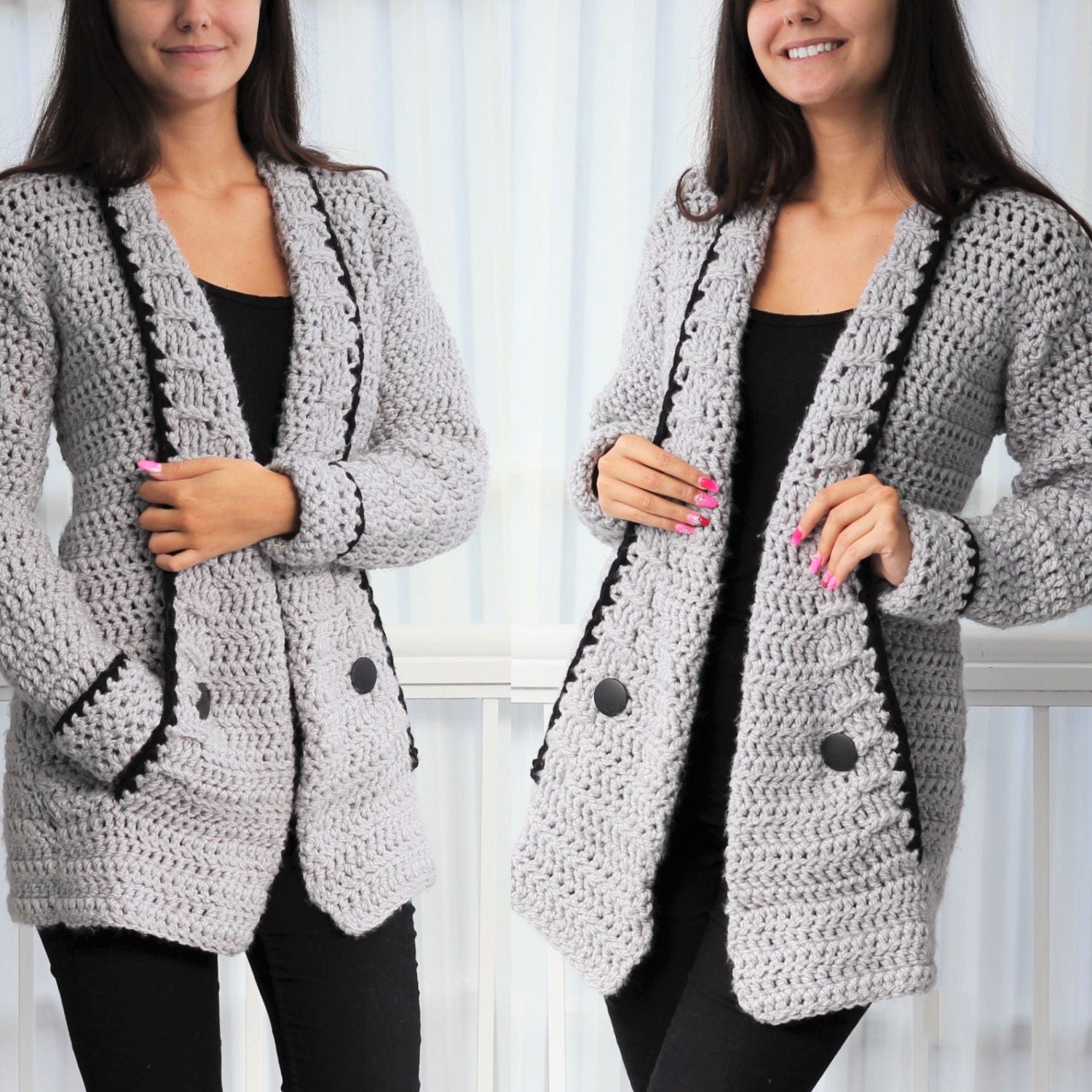 MIA Cardigan Crochet Pattern | Clean-Line Family Cardigan 7Y–3XL | PDF - Hakel Liebe