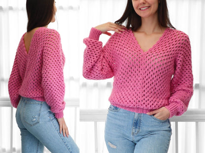 MILLIE Granny Sweater Crochet Pattern | Classic Stitch, Modern Cut | PDF (XS–3XL) - Hakel Liebe
