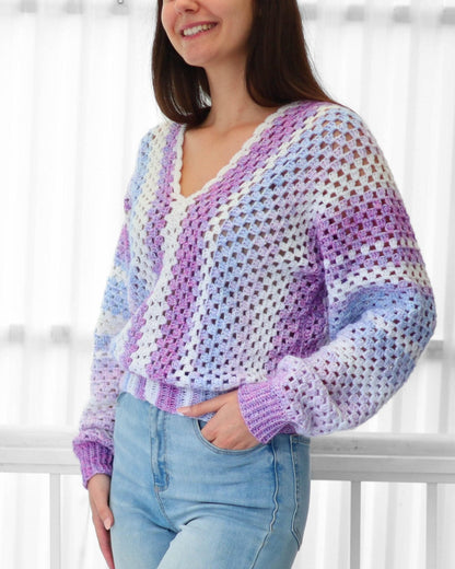MILLIE Granny Sweater Crochet Pattern | Classic Stitch, Modern Cut | PDF (XS–3XL) - Hakel Liebe