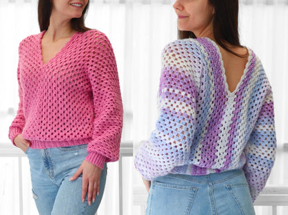 MILLIE Granny Sweater Crochet Pattern | Classic Stitch, Modern Cut | PDF (XS–3XL) - Hakel Liebe