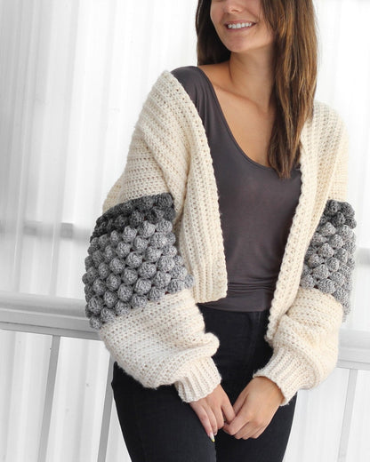 NAOMI Bobble Cardigan Crochet Pattern | Playful Texture, Relaxed Fit | PDF (XS–3XL) - Hakel Liebe