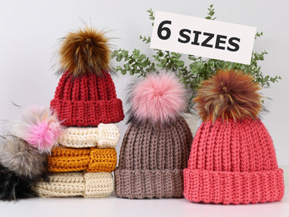 RILEY Chunky Beanie Crochet Pattern | Squishy Super Bulky Hat in 6 Sizes | PDF - Hakel Liebe