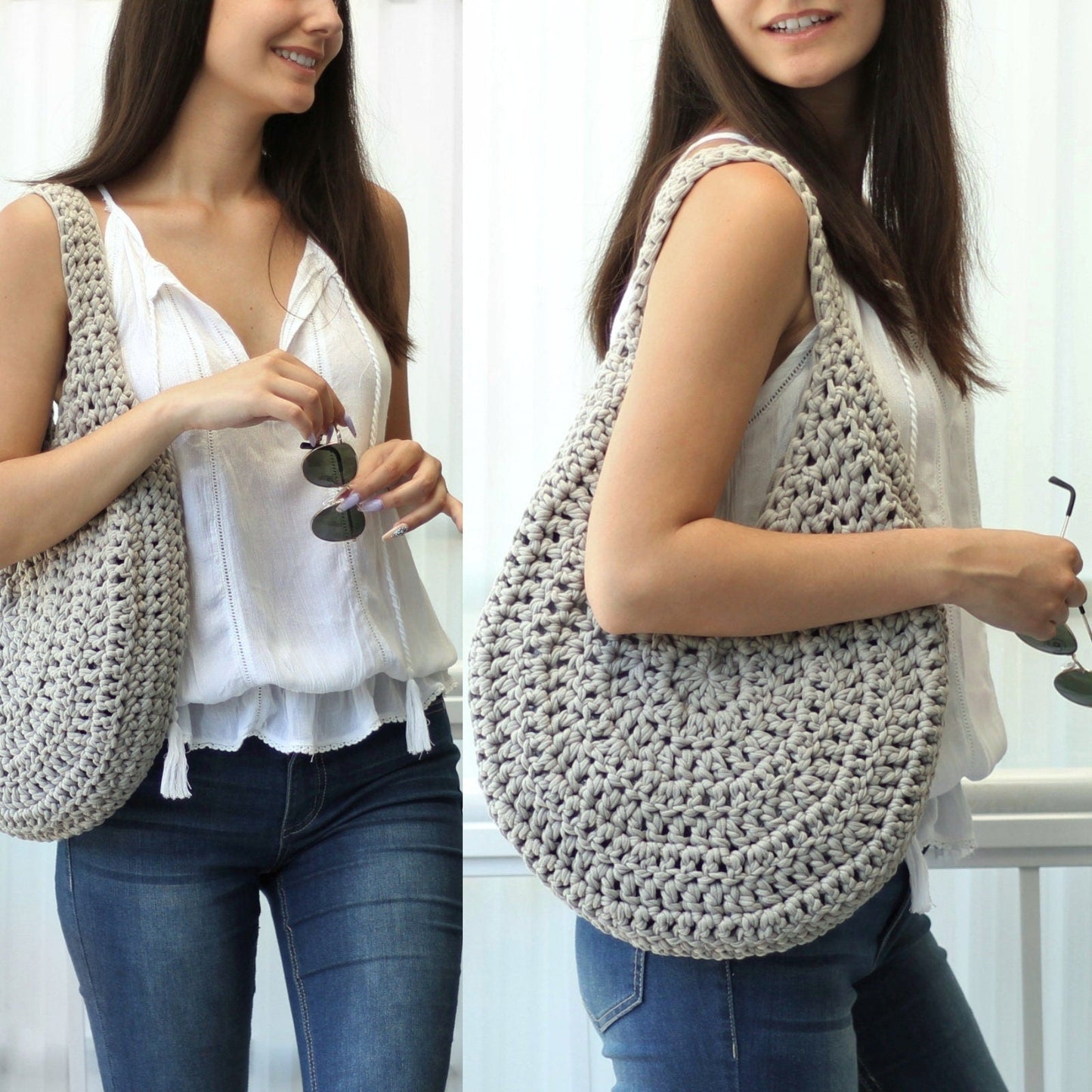 ROME Tote Crochet Pattern | Seamless Bag Worked in the Round | PDF - Hakel Liebe