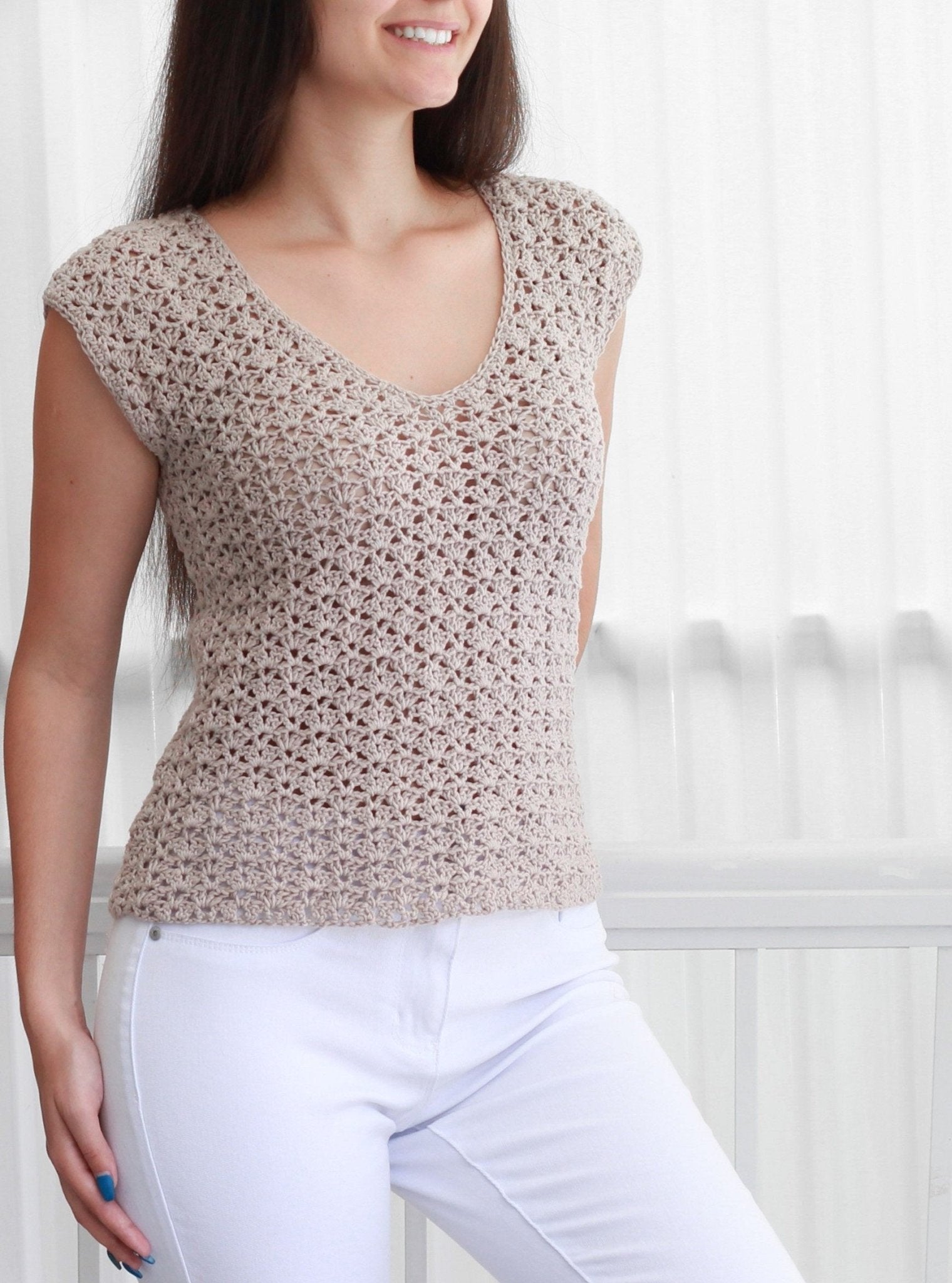 SOPHIA Lace Top Crochet Pattern | Delicate Summer Blouse | PDF (XS–2XL) - Hakel Liebe