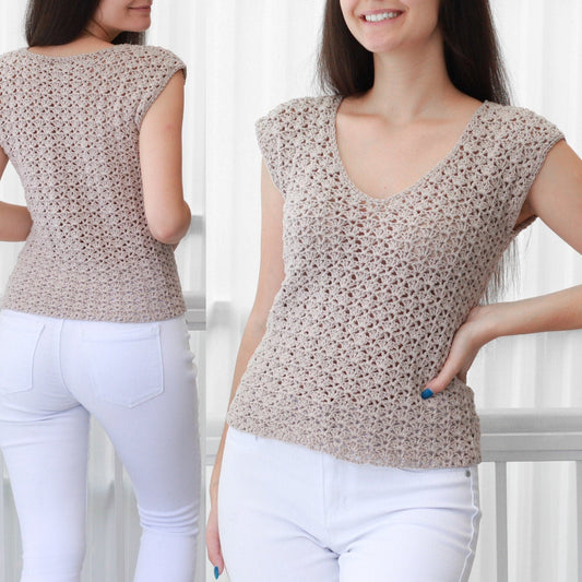 SOPHIA Lace Top Crochet Pattern | Delicate Summer Blouse | PDF (XS–2XL) - Hakel Liebe