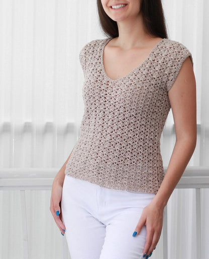 SOPHIA Lace Top Crochet Pattern | Delicate Summer Blouse | PDF (XS–2XL) - Hakel Liebe