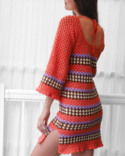 TAYLOR Fitted Dress Crochet Pattern | Granny Stitch with Side Slits | PDF (XS–3XL) - Hakel Liebe