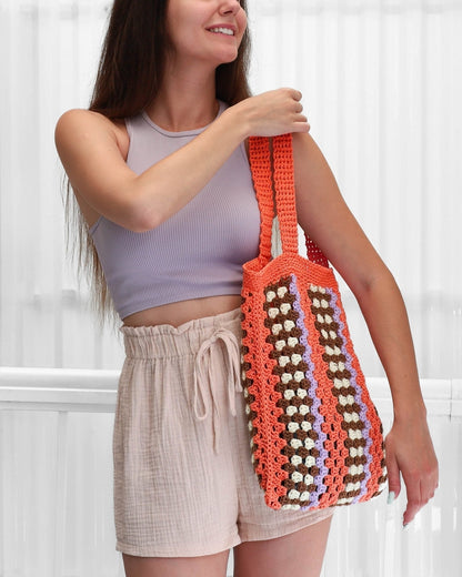 TAYLOR Granny Bag Crochet Pattern | Iconic Color-Sequence Tote | PDF - Hakel Liebe