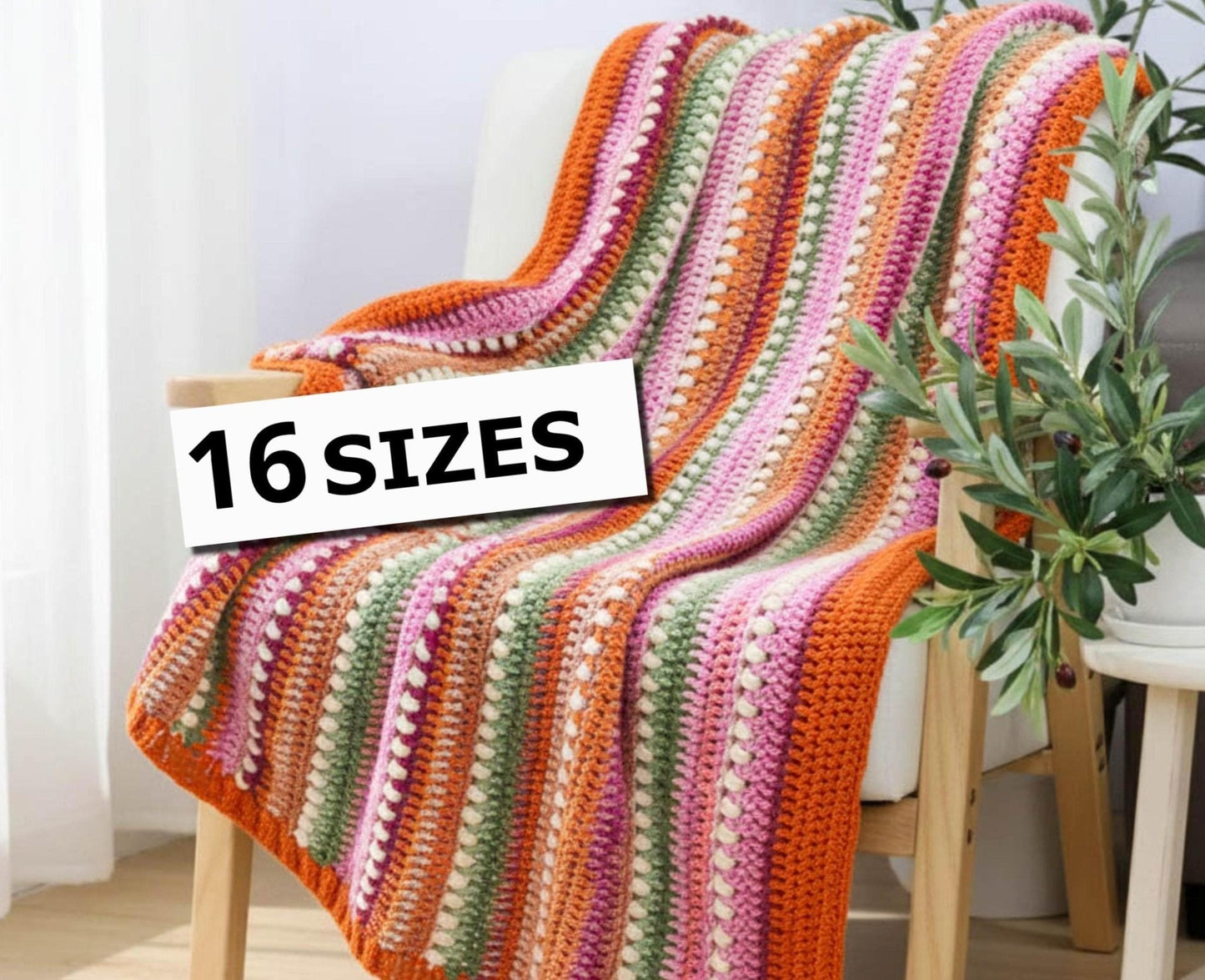 TUSCANY Blanket Crochet Pattern | Puff Stitch Throw in 16 Sizes | PDF - Hakel Liebe