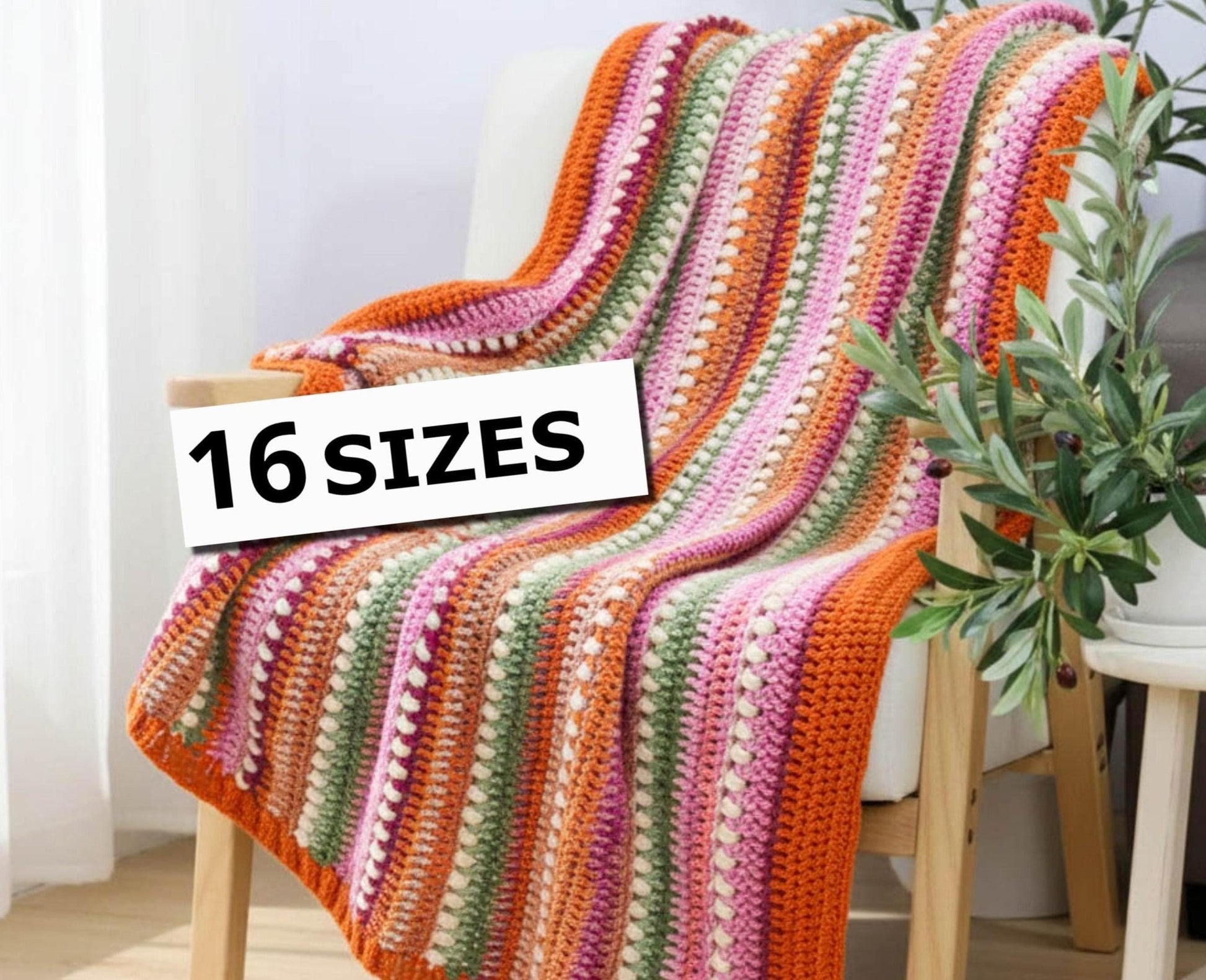 TUSCANY Blanket Crochet Pattern | Puff Stitch Throw in 16 Sizes | PDF - Hakel Liebe