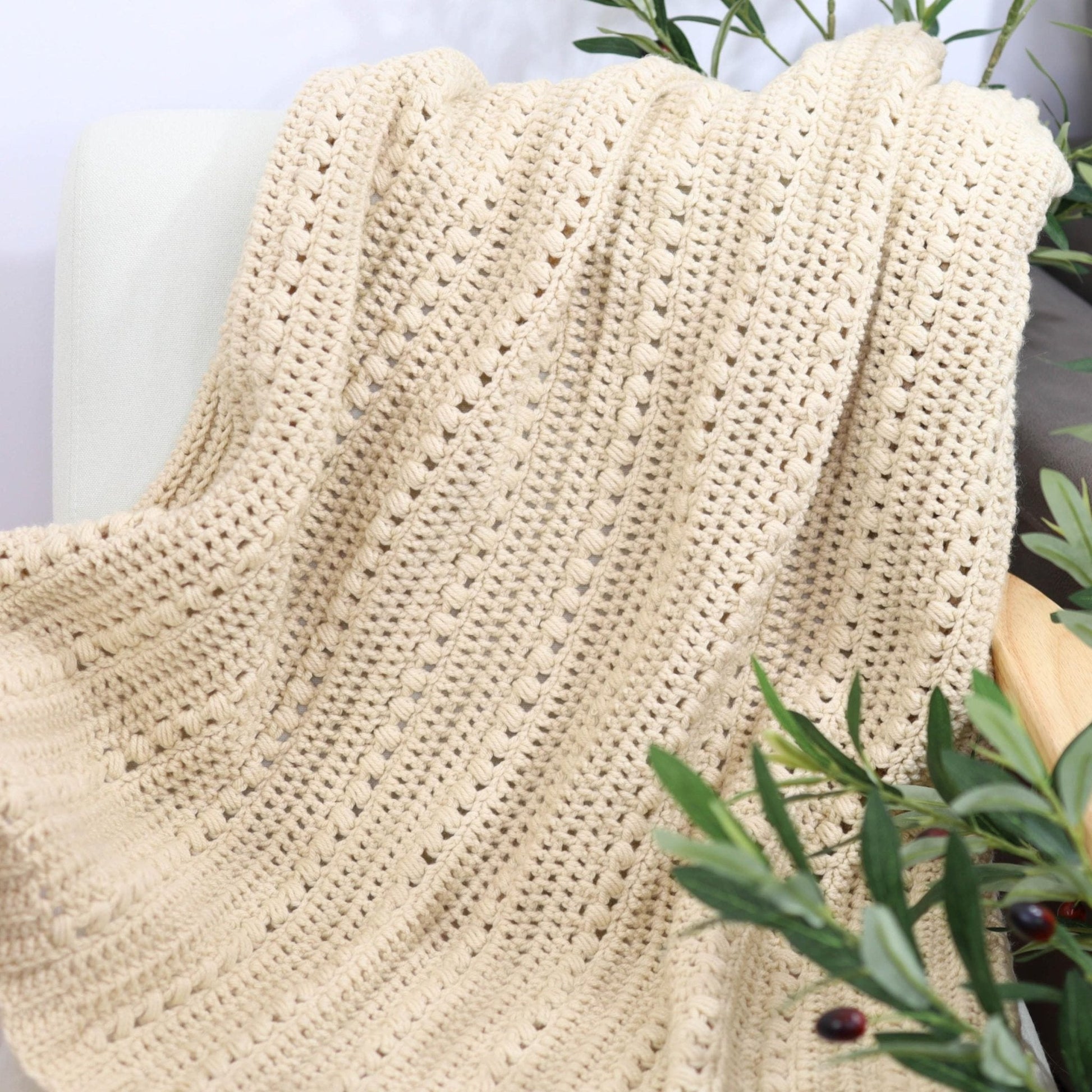 TUSCANY Blanket Crochet Pattern | Puff Stitch Throw in 16 Sizes | PDF - Hakel Liebe