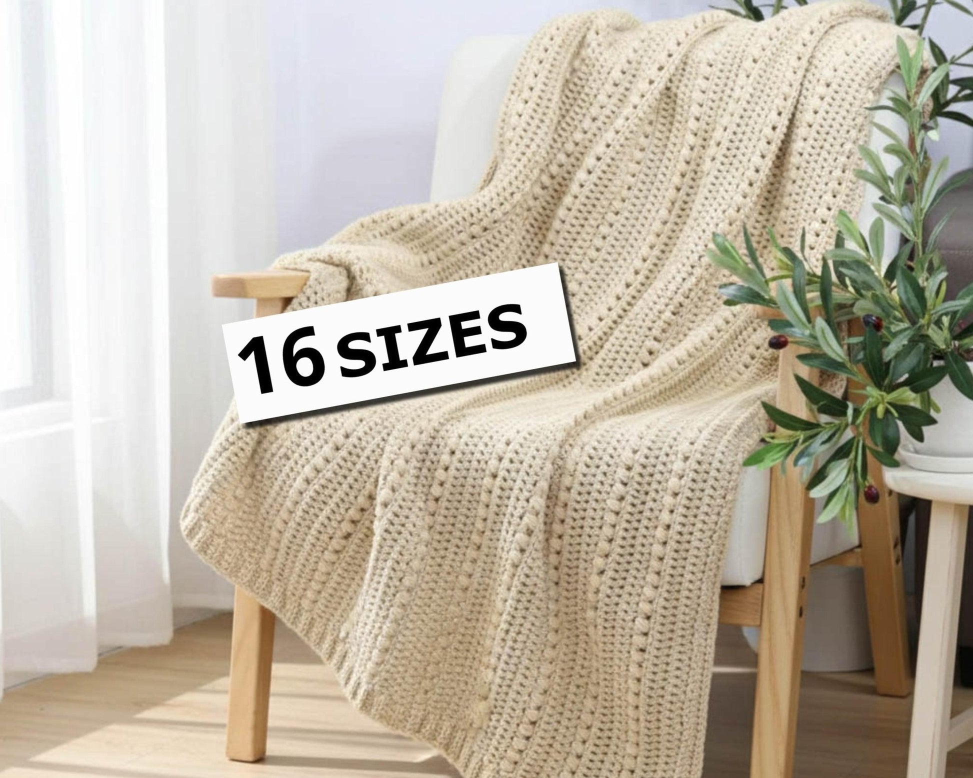 TUSCANY Blanket Crochet Pattern | Puff Stitch Throw in 16 Sizes | PDF - Hakel Liebe