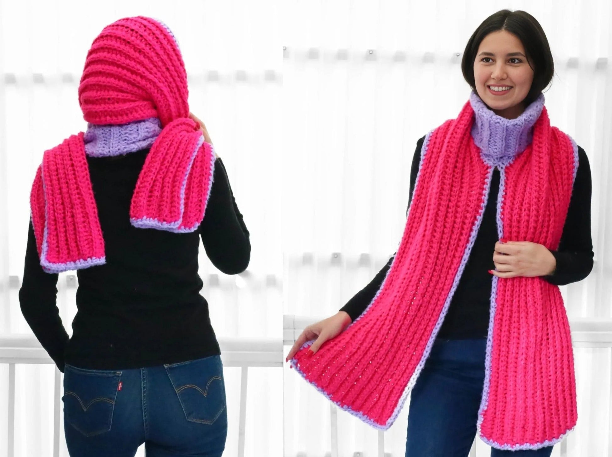 VICTORIA Turtleneck Scarf Crochet Pattern | Scarf, Hood & Cowl in One | PDF (Kids–Adult) - Hakel Liebe