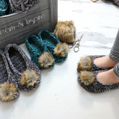 CROCHET PATTERN Velvet Ballet Pom Pom Slippers