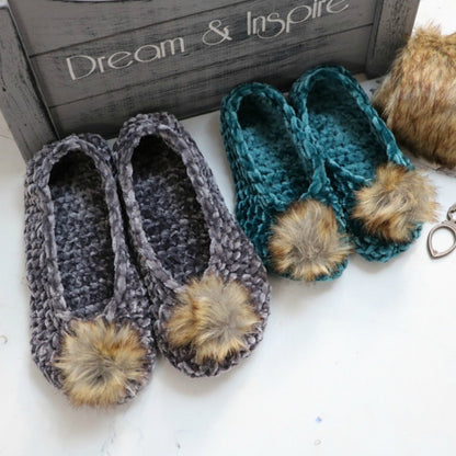 CROCHET PATTERN Velvet Ballet Pom Pom Slippers