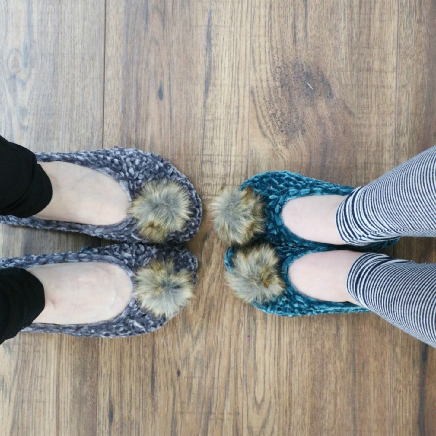 CROCHET PATTERN Velvet Ballet Pom Pom Slippers