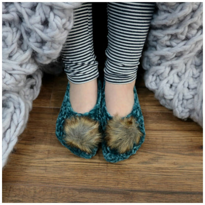 CROCHET PATTERN Velvet Ballet Pom Pom Slippers