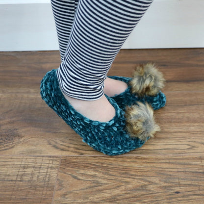 CROCHET PATTERN Velvet Ballet Pom Pom Slippers