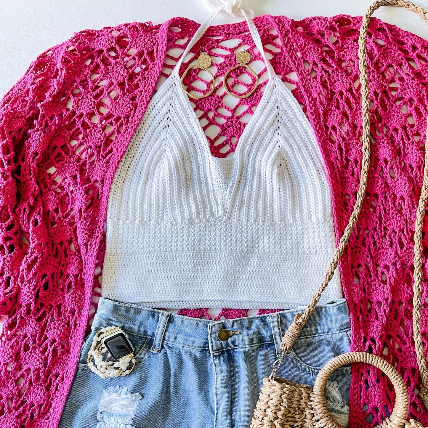 CROCHET PATTERN & VIDEO/ Stroll in The Park Halter Top, crochet halter top, crochet tank top, size inclusive, pdf, summer crochet pattern