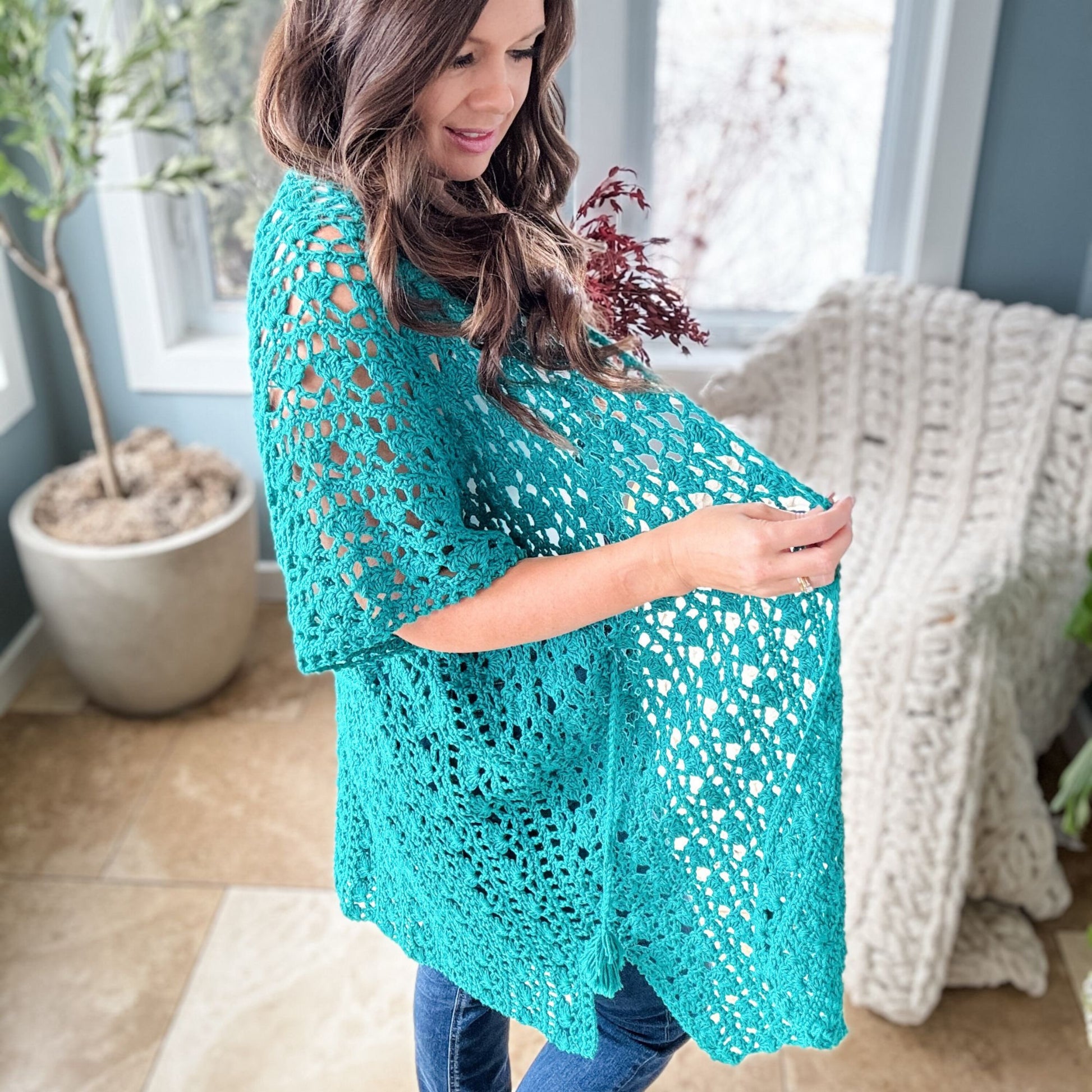 CROCHET PATTERN & VIDEO / Pdf digital download, Crochet Beach Coverup , Crochet Lace Cardigan, sizes xs-5x, beachwear, crochet lace, kimono