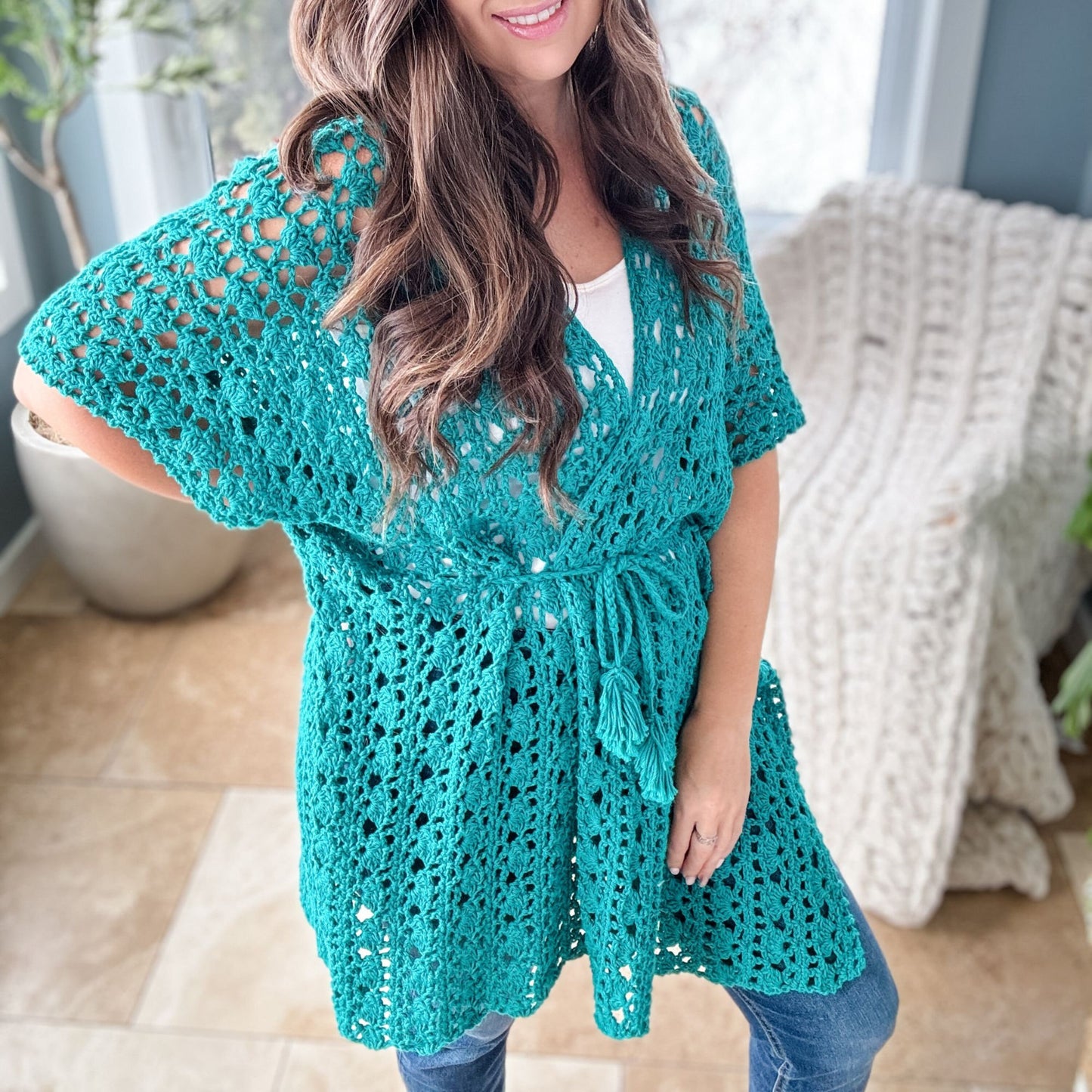 CROCHET PATTERN & VIDEO / Pdf digital download, Crochet Beach Coverup , Crochet Lace Cardigan, sizes xs-5x, beachwear, crochet lace, kimono