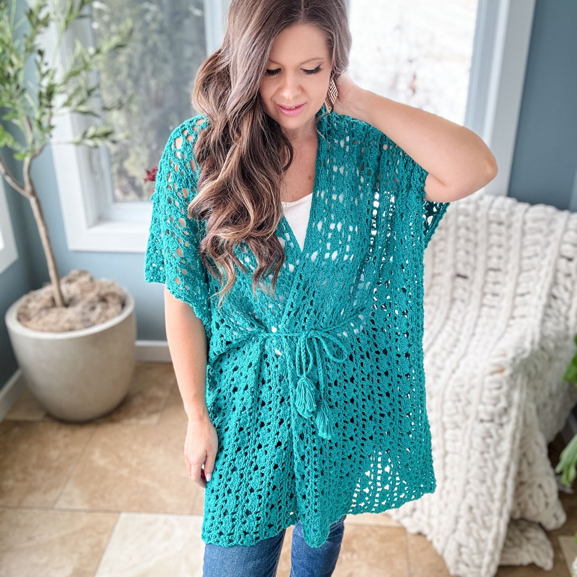 CROCHET PATTERN & VIDEO / Pdf digital download, Crochet Beach Coverup , Crochet Lace Cardigan, sizes xs-5x, beachwear, crochet lace, kimono