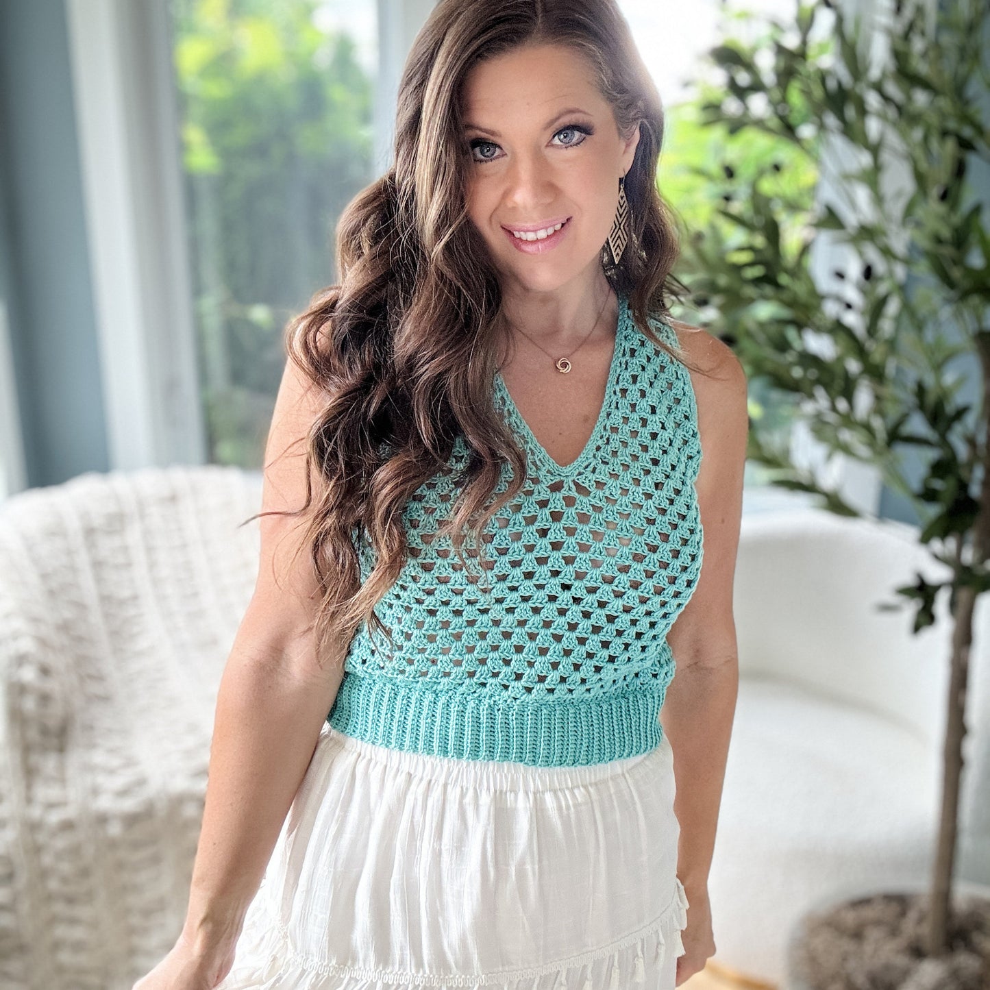 CROCHET PATTERN & VIDEO/ Granny Stitch Crochet Tank Top Pattern, Summer Crochet Top, Crochet Lace Top, V-Neck Tank Top Pattern, sizes Xs-5X