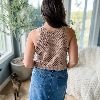 CROCHET PATTERN & VIDEO/ Granny Stitch Crochet Tank Top Pattern, Summer Crochet Top, Crochet Lace Top, V-Neck Tank Top Pattern, sizes Xs-5X