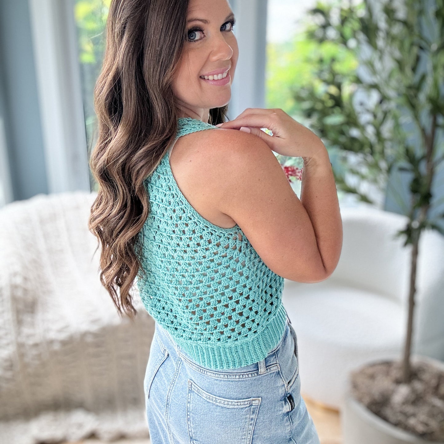 CROCHET PATTERN & VIDEO/ Granny Stitch Crochet Tank Top Pattern, Summer Crochet Top, Crochet Lace Top, V-Neck Tank Top Pattern, sizes Xs-5X