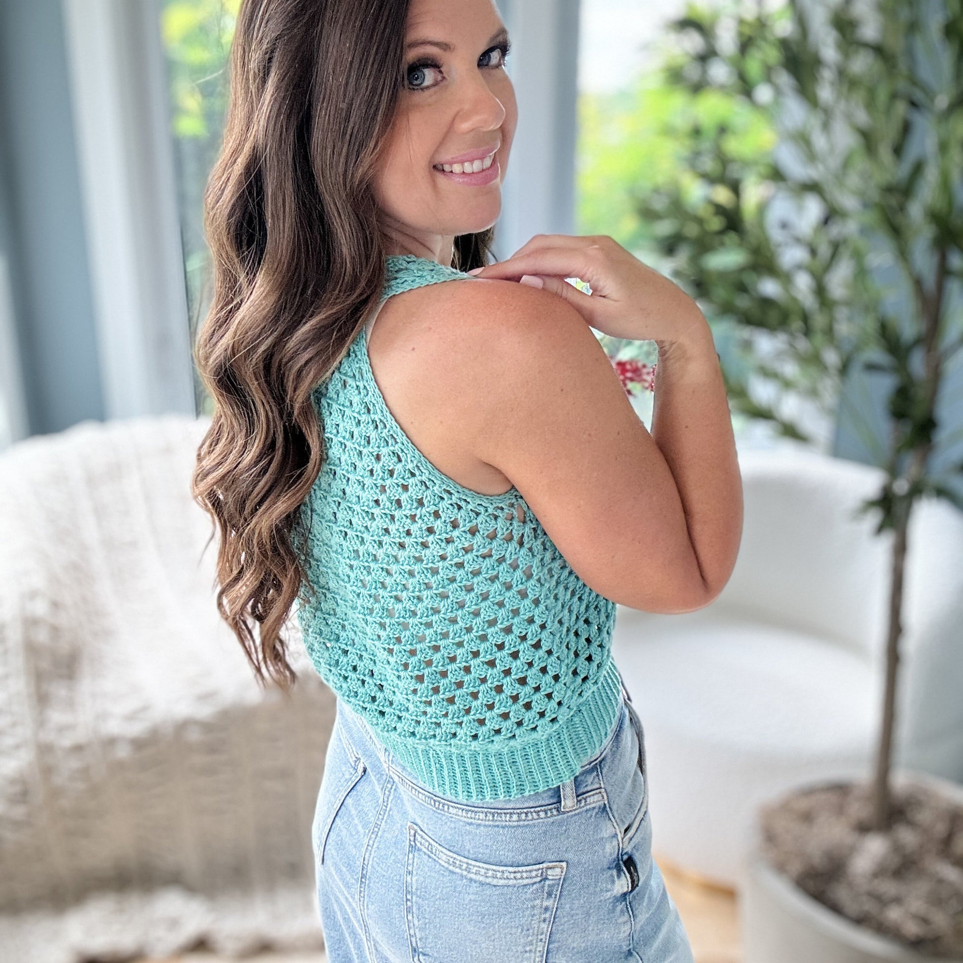 CROCHET PATTERN & VIDEO/ Granny Stitch Crochet Tank Top Pattern, Summer Crochet Top, Crochet Lace Top, V-Neck Tank Top Pattern, sizes Xs-5X