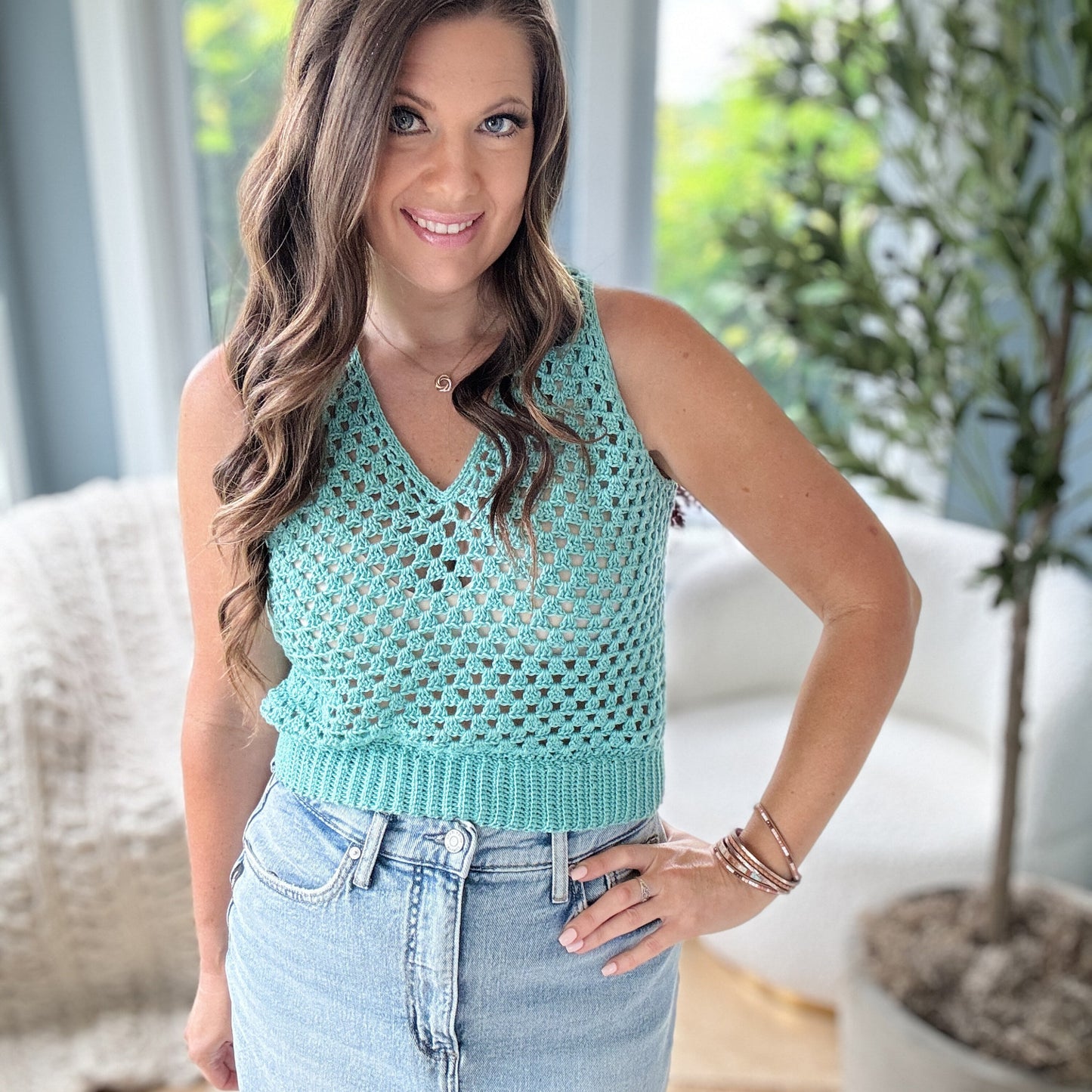 CROCHET PATTERN & VIDEO/ Granny Stitch Crochet Tank Top Pattern, Summer Crochet Top, Crochet Lace Top, V-Neck Tank Top Pattern, sizes Xs-5X