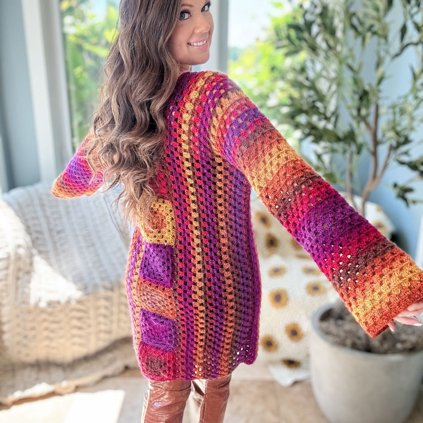 CROCHET PATTERN & VIDEO/ Retro Granny Dress, Granny Stitch Dress, Granny Square Dress, Crochet Dress Pattern, sizes Xs-5X, easy crochet