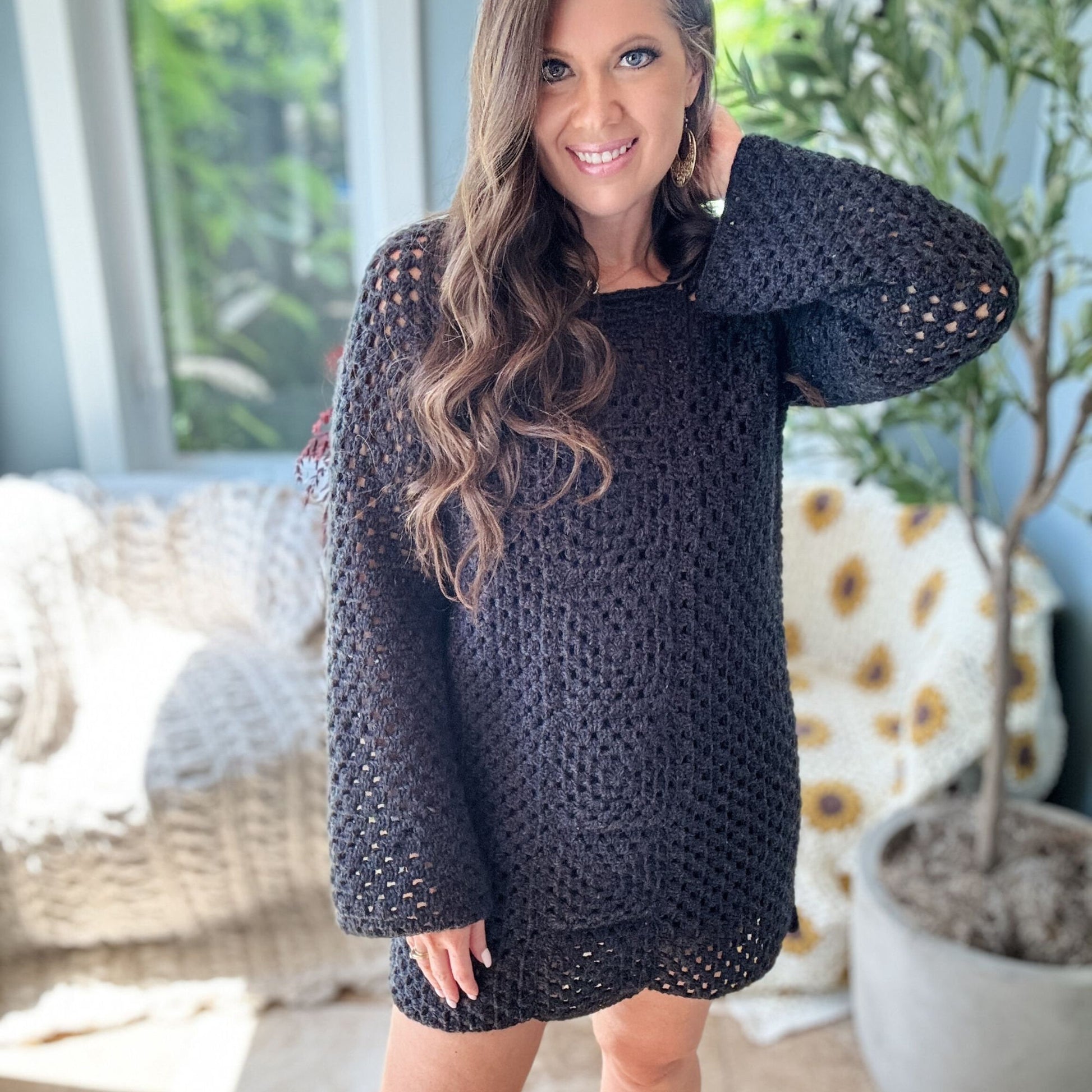 CROCHET PATTERN & VIDEO/ Retro Granny Dress, Granny Stitch Dress, Granny Square Dress, Crochet Dress Pattern, sizes Xs-5X, easy crochet