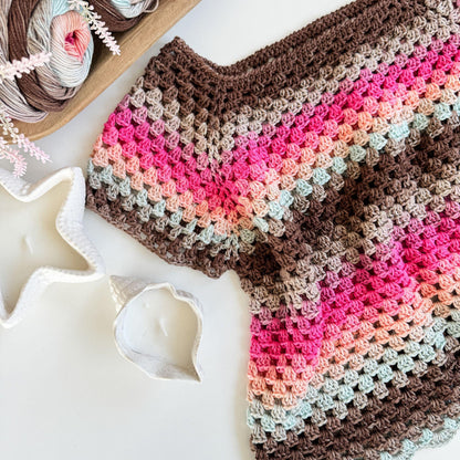 CROCHET PATTERN & VIDEO/ Old Town Tee, Granny Stitch T-Shirt, Top-Down Crochet Pattern, Sizes Xs-5X, Quick crochet project, Women's Crochet