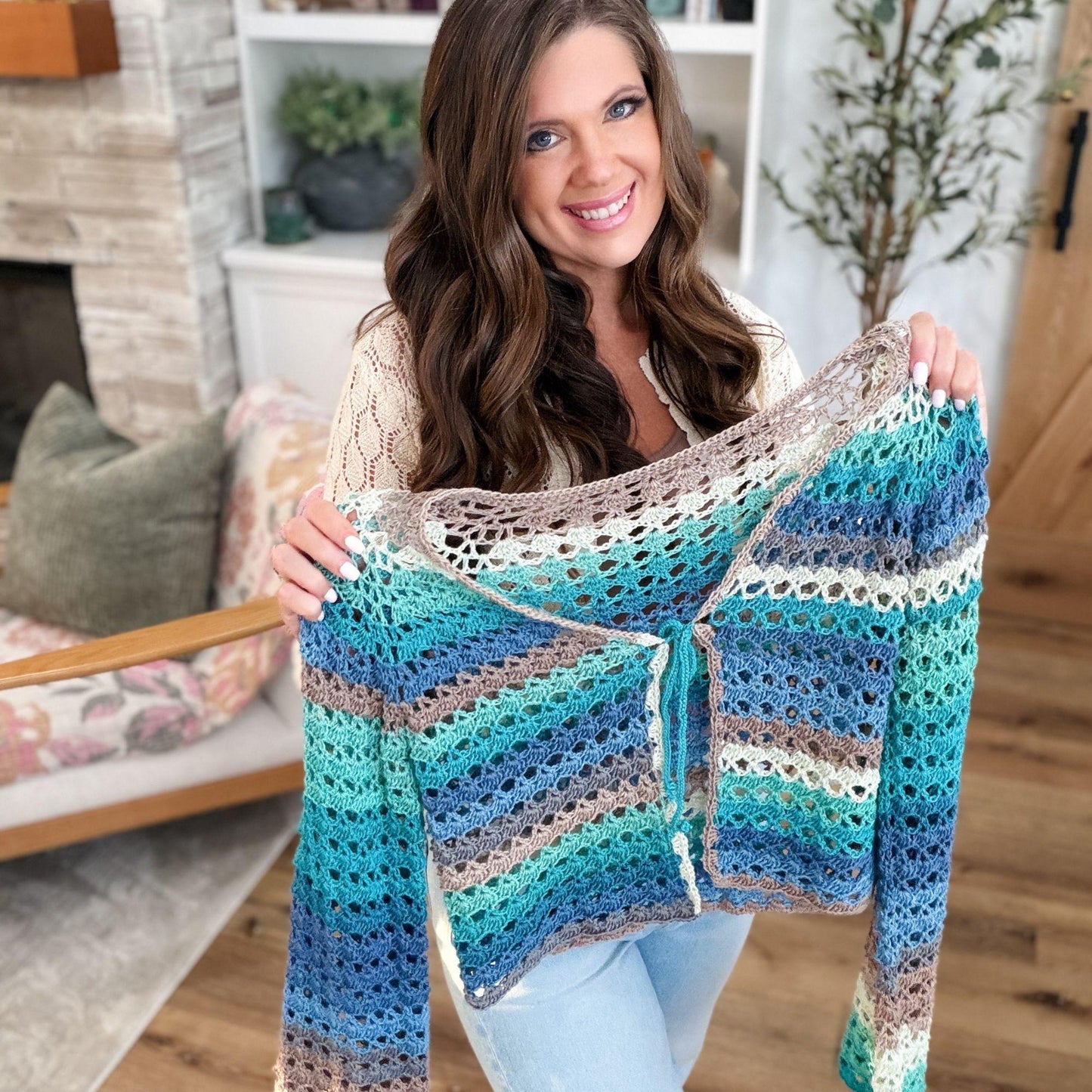 CROCHET PATTERN & VIDEO/ Solea Shell Stitch Cardigan Pattern, Summer Cardigan, Top-Down Cardigan, Xs-5X, Seamless, Pdf