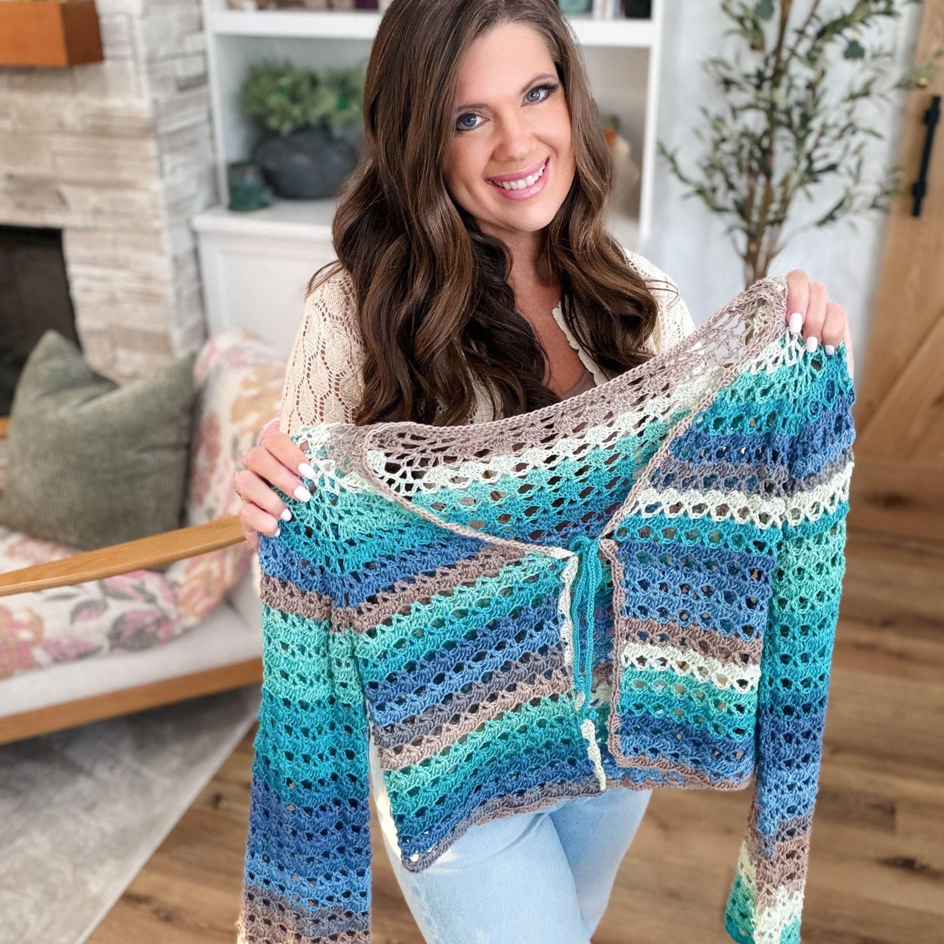 CROCHET PATTERN & VIDEO/ Solea Shell Stitch Cardigan Pattern, Summer Cardigan, Top-Down Cardigan, Xs-5X, Seamless, Pdf