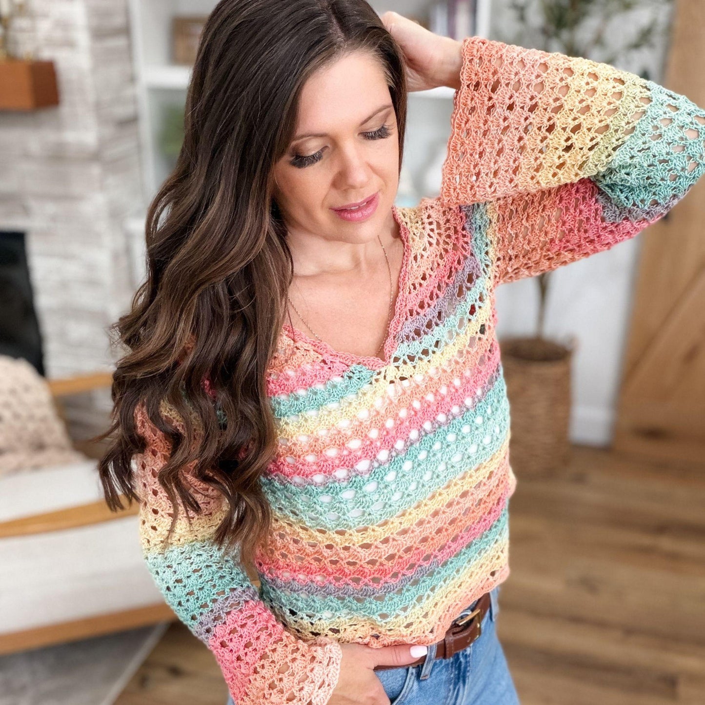 CROCHET PATTERN & VIDEO/ Selene Shell Stitch Top, Seamless Crochet Top, Top-Down Crochet Top, Easy Shell Stitch, Xs-5X, Pdf, Summer Top