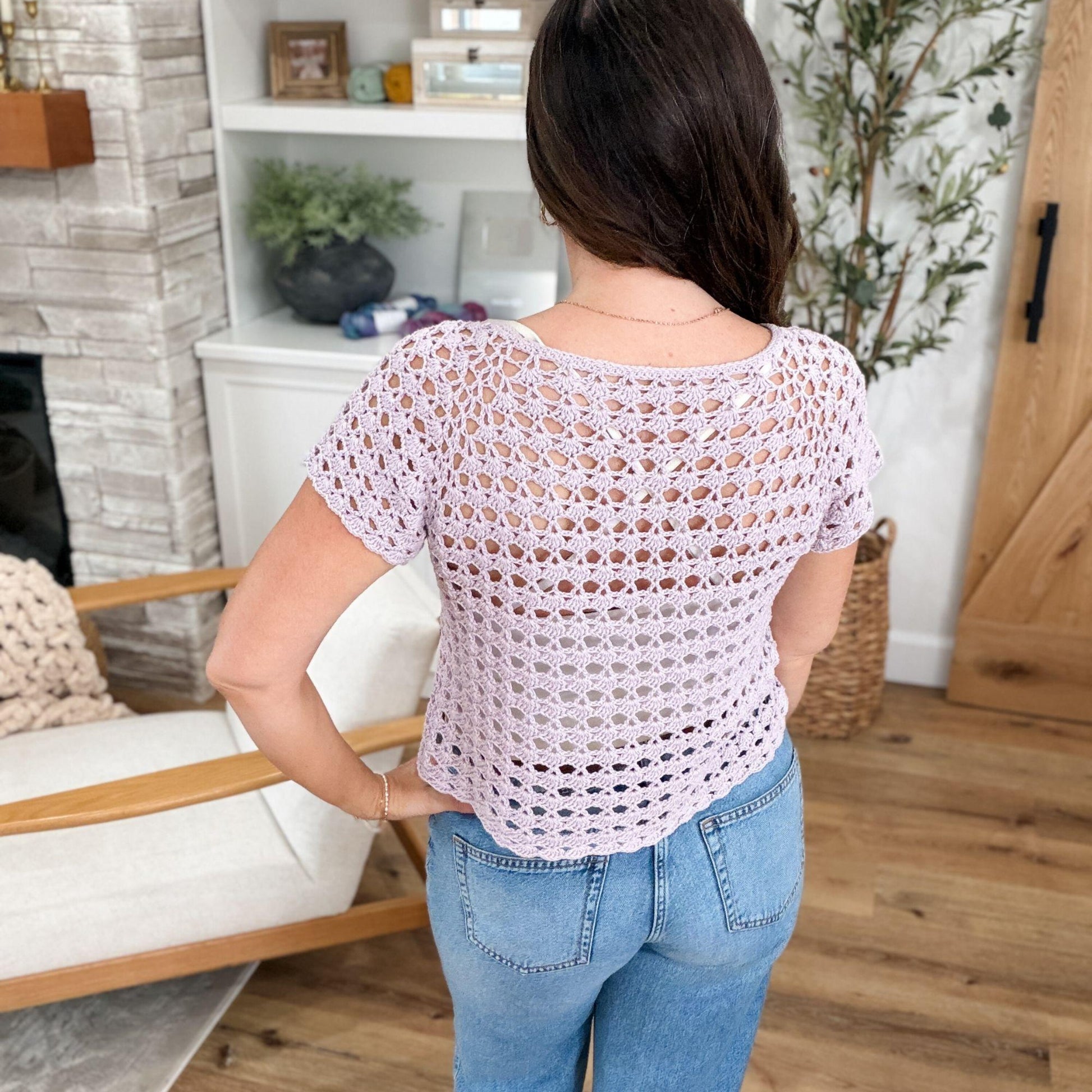 CROCHET PATTERN & VIDEO/ Selene Shell Stitch Top, Seamless Crochet Top, Top-Down Crochet Top, Easy Shell Stitch, Xs-5X, Pdf, Summer Top